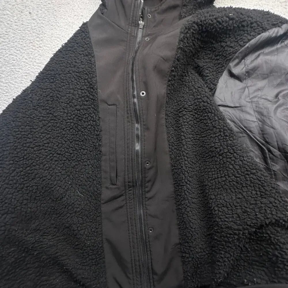 Levis Soft Shell Fleece Sherpa Lined Zip Jacket Mens XXL Black Hooded Pockets